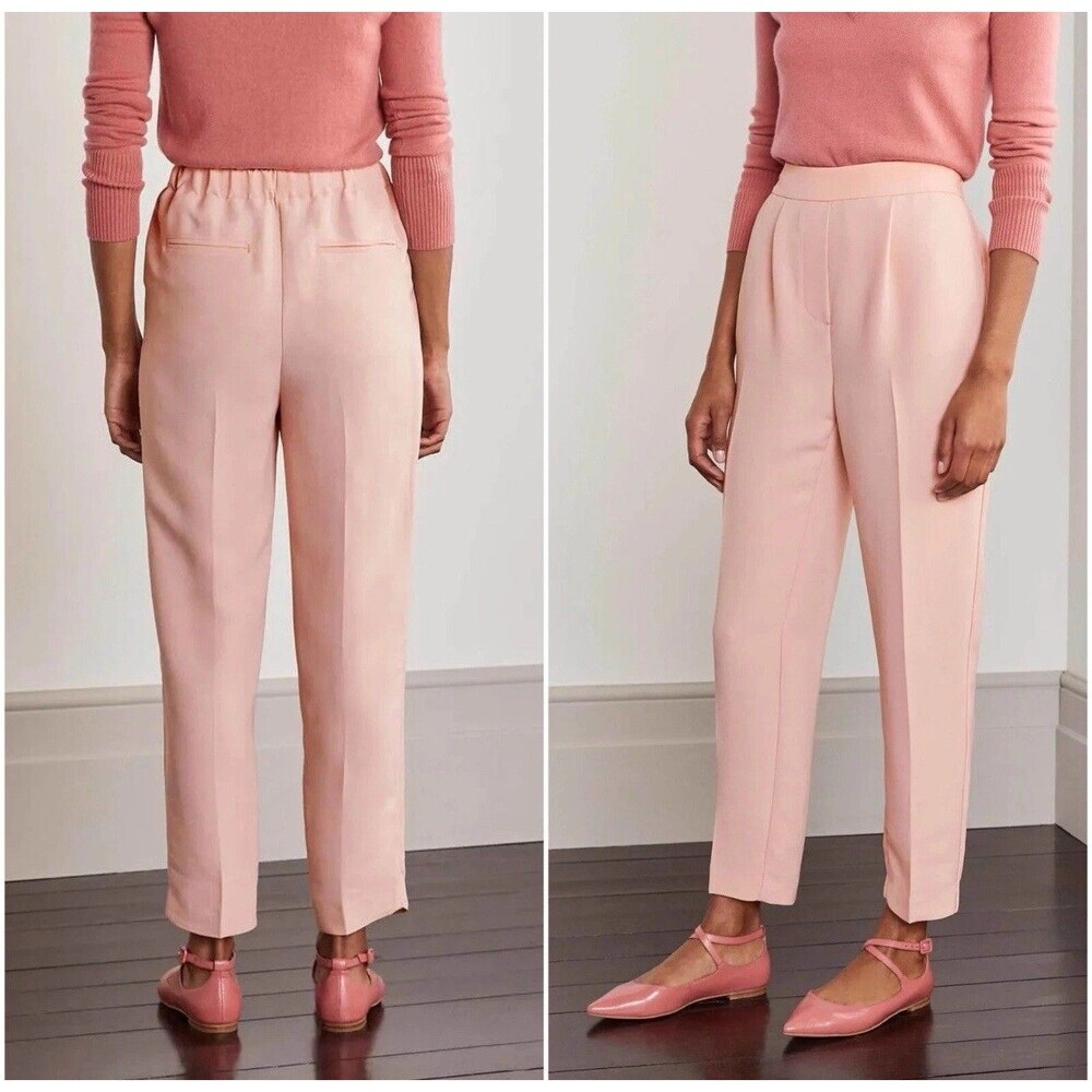 NWT Boden Dress Pants Size 4L Albemarle Straight Pleated Milkshake T0729 LPK
